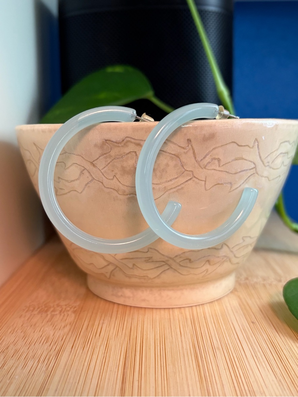 Light Blue Hoop Earrings - Minimal Acrylic Hoops